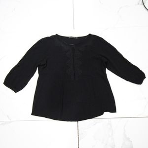 Zara Black Embroidered Detailed Top